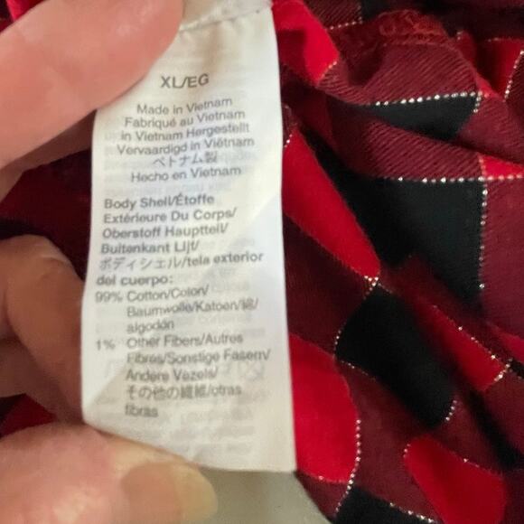 J. CREW Red Black Buffalo Check Plaid Pattern Button Down Womens XL Christmas - Picture 10 of 13